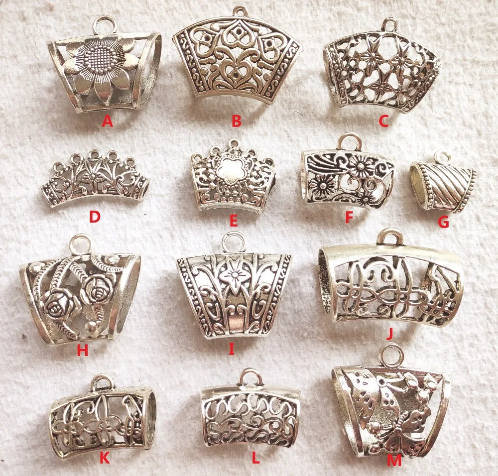 Mix Scarf buckle Charm For Jewelry Making Antique Silver Color Scarf buckle Pendants For Bracelets pretty Scarf buckle Charm