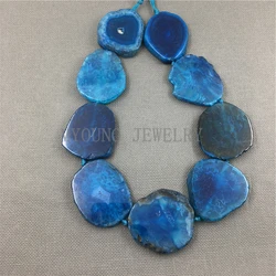 Irregular Large Blue Agates Slice Pendant Beads For DIY Jewelry Making  MY1101