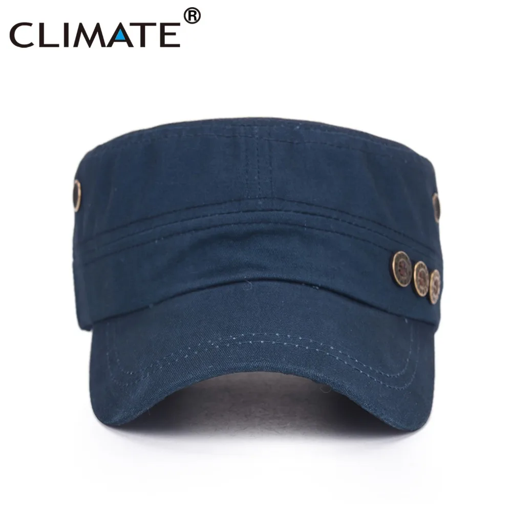 CLIMATE Cool Military Cap Man Men Cotton Solid cool Cap Green Flat Top Caps Hat Men Adjustable Hunting Military Green Caps Hat