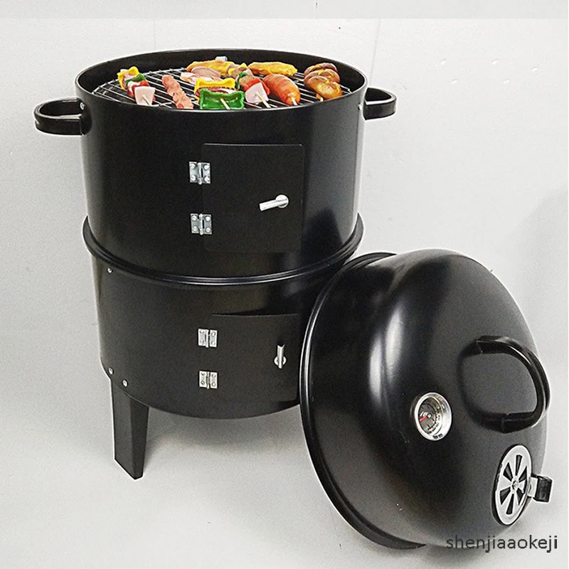 

New Metal 3 in 1 BBQ Grill Roaster Household Barbecue Grill Portable Outdoor Charcoal grill stove for camping / courtyard 1pc