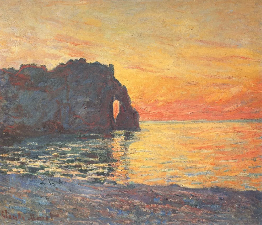 

100% handmade landscape oil painting reproduction on linen canvas,etretat-cliff-of-d-aval-suns by claude monet,free DHL Shipping