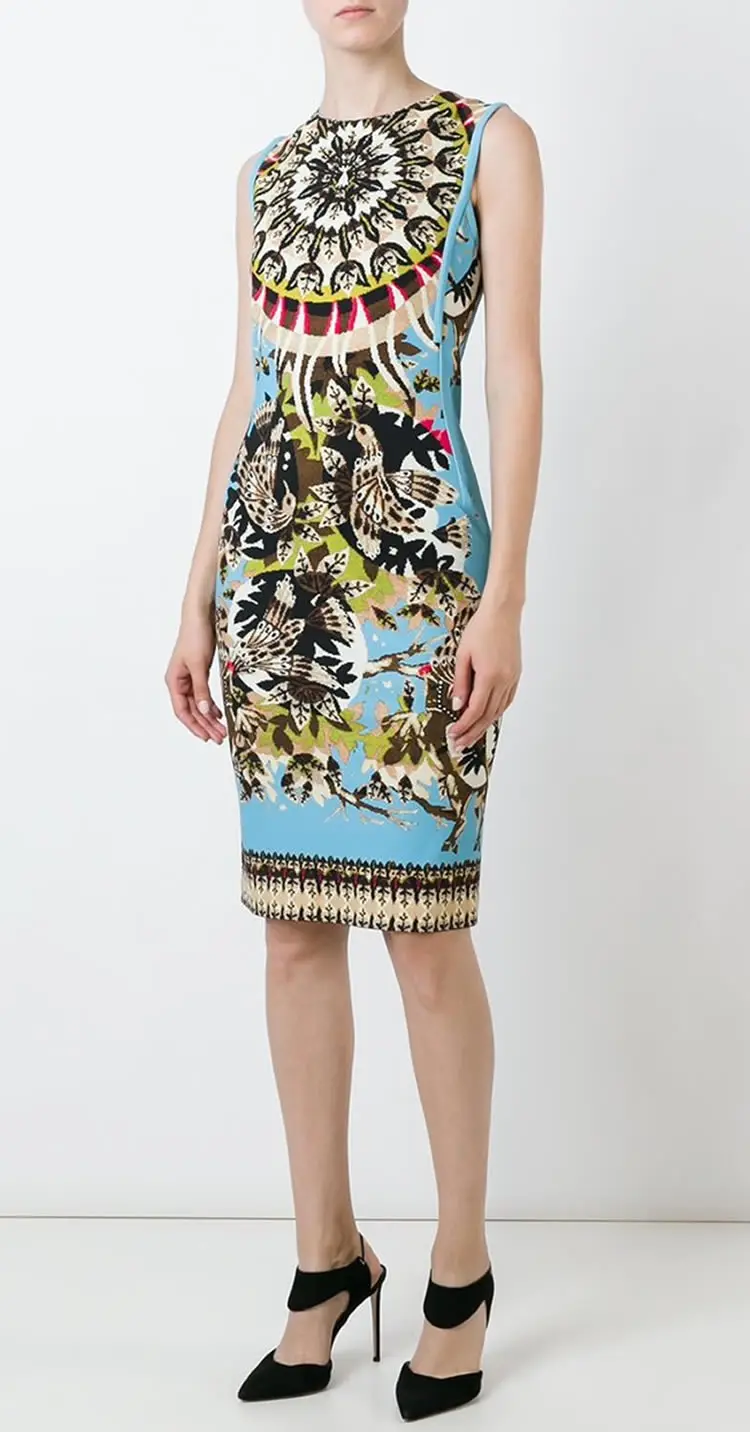 

Vintage Print Women Sheath Dress Sleeveless Casual Dresses 084A695B1