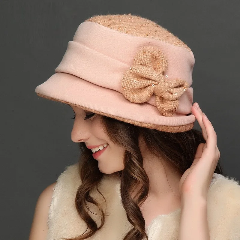 

Women's Autumn Winter Hat New Elegant Version Wool Cap Adult Leisure Basin Hat Student Cotton Insulation Travel Hat B-7658