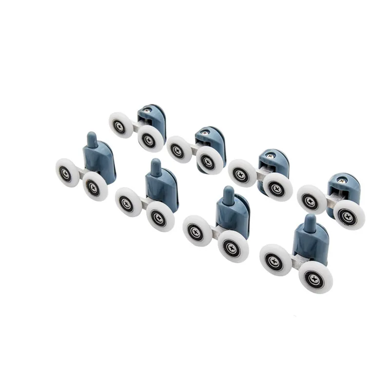 8pcs/set 23mm/25mm Double Pop Up Wheels Sliding Shower Door Rollers Runners Pulleys Screw Cover Cap Cabin Room