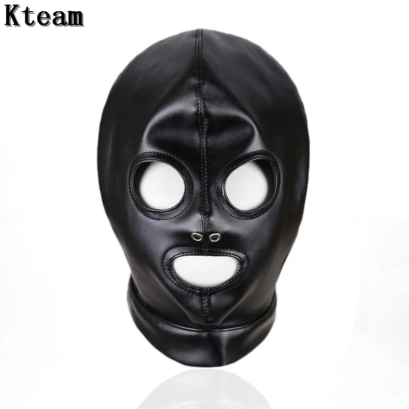 

Top Grade Adult Men Women Sexy Leather Head Mask Harness Open Mouth Eyes Bondage Hood Masks Erotic Fetish for Couple Flirting