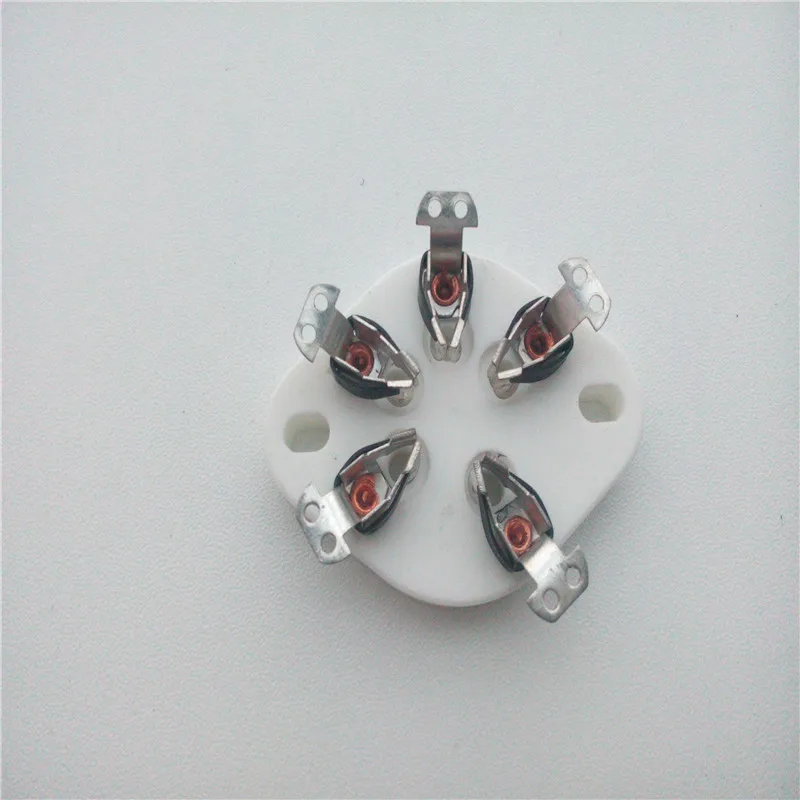 5pcs ceramic tube socket seat GZC5-1 5 pin seat tube holder silver foot for FU7 807 tube amplifier