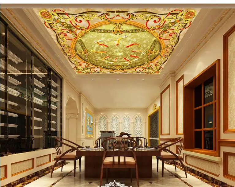 

Home Decoration Wallpapers for living room ceiling fish non woven customize size 3d mural wallpaper ceiling