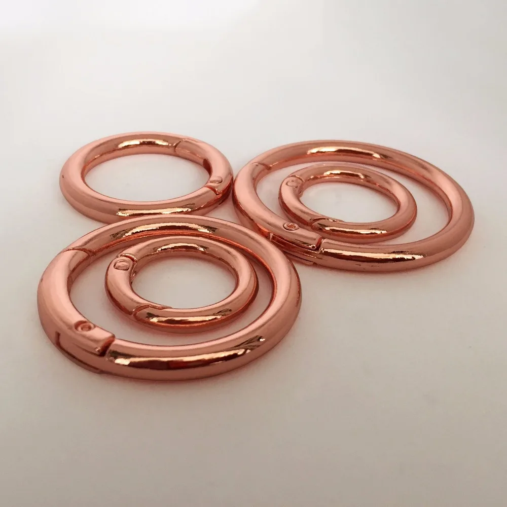 5pcs Spring D O Ring Rose gold bag hook,Round Carabiner Snap Clasp Clip Trigger  Keyring Buckle,O rings for bags,DIY accessories