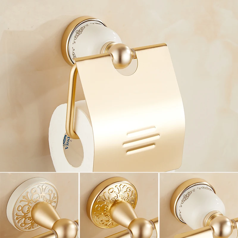 Space Aluminum antique gold toilet paper holder, European roll paper rack vintage, Retro bathroom kitchen tissue paper holders