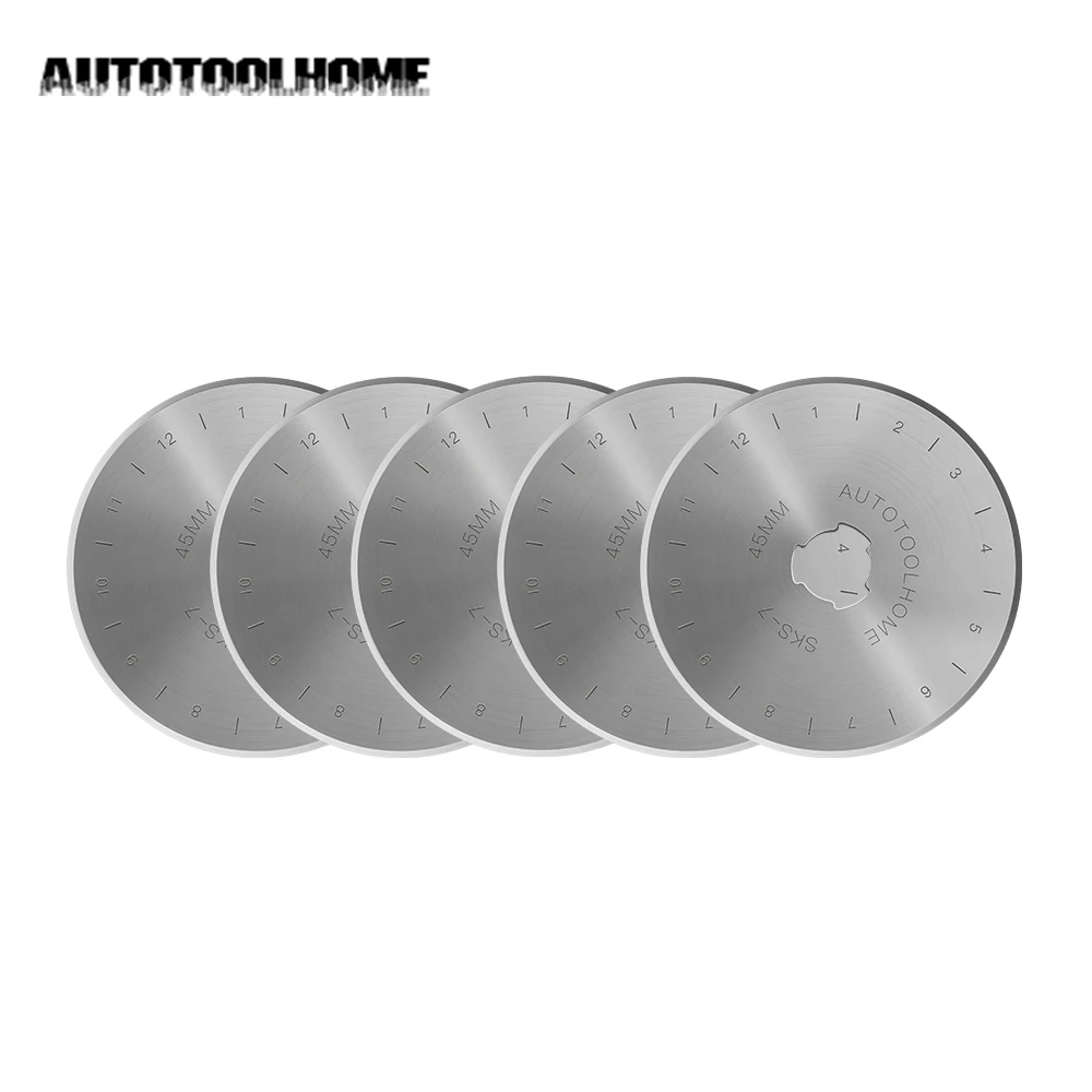 Autotool home 5 قطعة 45 60 28 مللي متر شفرات دوارة القواطع خليط النسيج والجلود الحرفية الصلب شفرات دائرية الخياطة اللحف ل Olfa #3