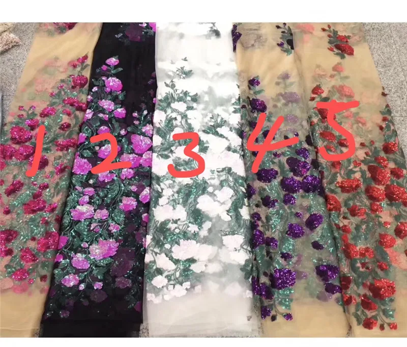 Unique design african sequins flowers french net lace fabric JRB-6.2114 hot sale tulle net embroidery lace fabric