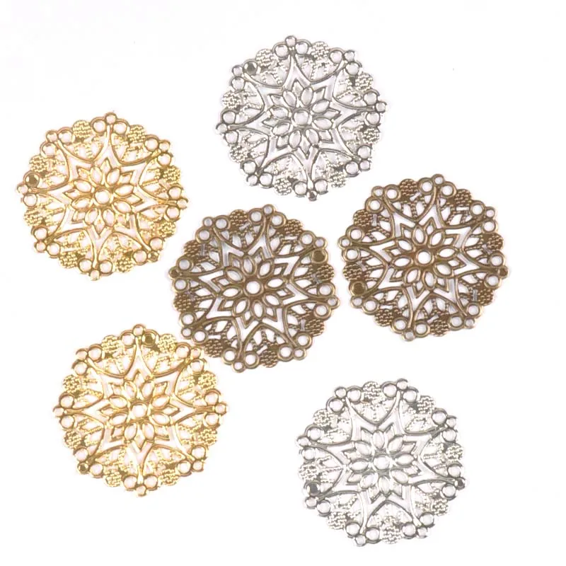 10pcs Filigree Round Wraps Bronze/silver Metal Crafts Connectors For DIY Embellishments Scrapbooking Craft Accessories ykl0735