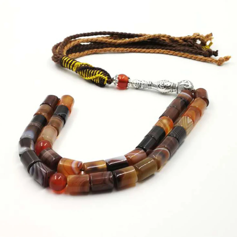 Natural Brazilian agates tasbih 33 Luxury Rosary Muslim Eid Ramadan gift Men\'s high quality jewelry bracelet Misbaha