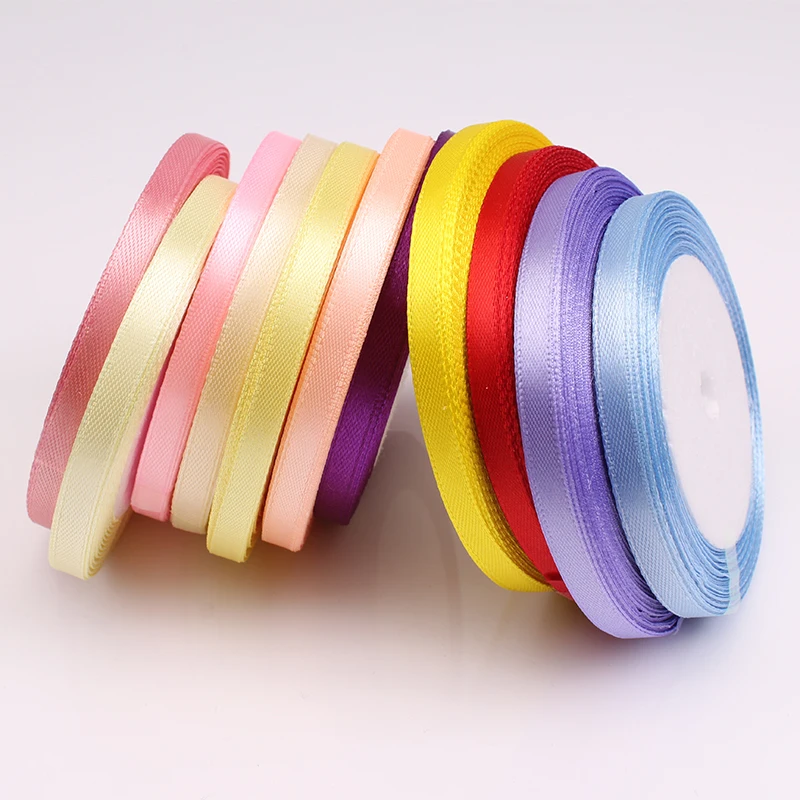 25Yards/Roll Grosgrain Satin Ribbons wifth 6MM braided wedding Christmas Party silk ribbon DIY gift handmade edging material