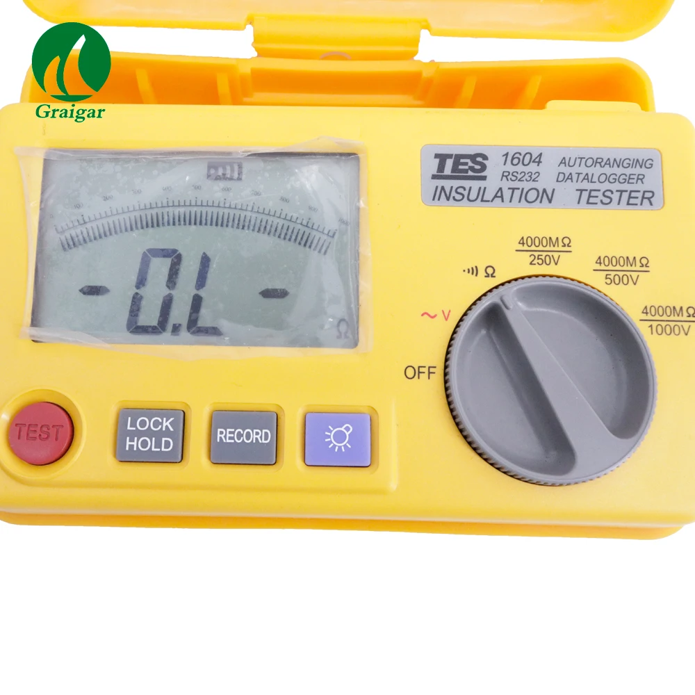 TES-1604 Auto Ranging Datalogging Insulation Tester with LCD Backlight Display