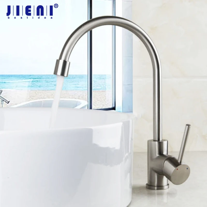 

JIENI 360 Swivel Nickel Brushed Stainless Steel Bathroom Basin Sink Faucet Rotated Kitchen Water Basin Mixer Tap Faucet