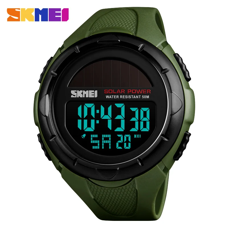 Luxury Outdoor Mens Watches SKMEI Waterproof Solar Power Digital Watch Fashion Men Clock Sports Wrist watches Relogio Masculino