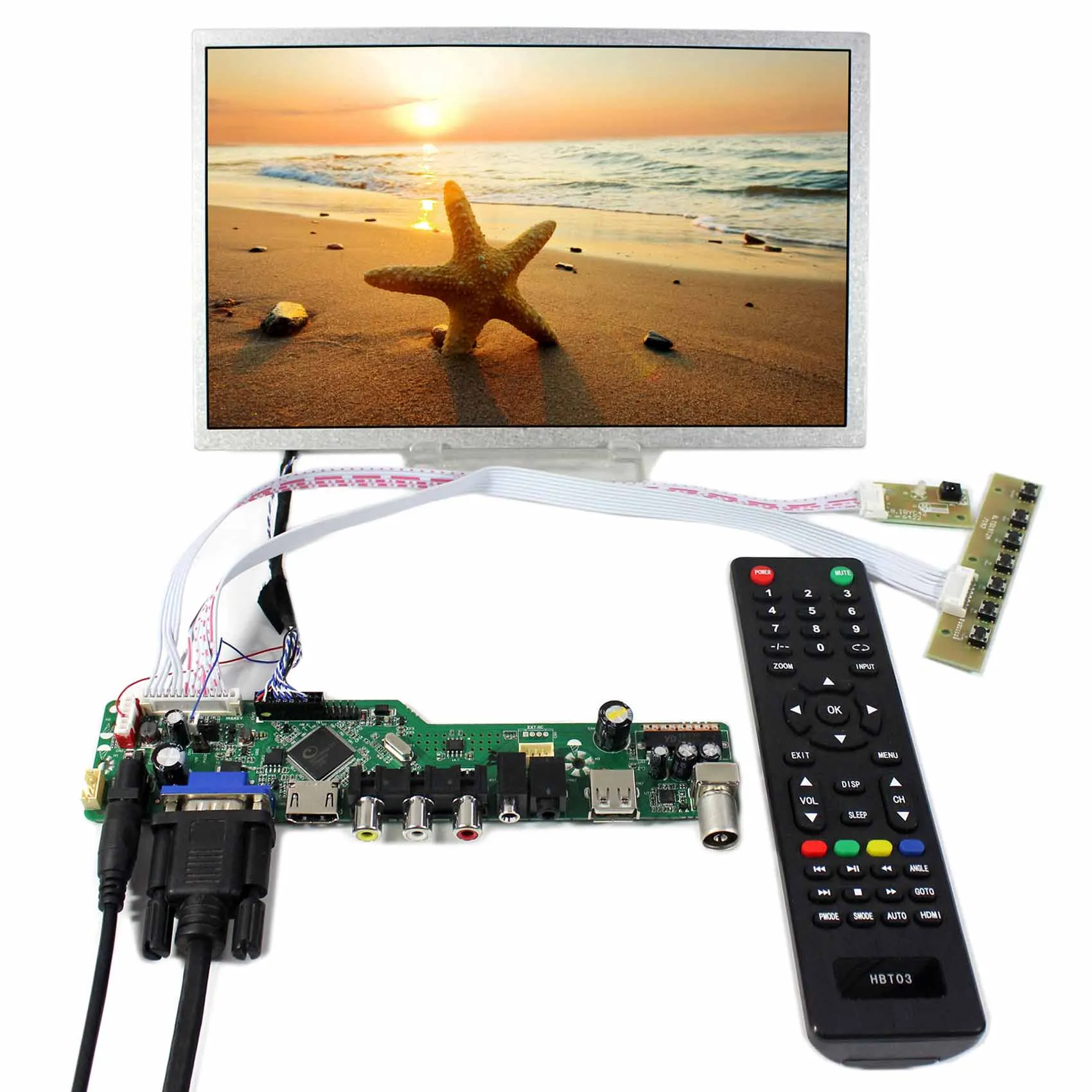 H DMI VGA AV USB RF Driver Board With 10.2inch 1024x600 CLAA102NA0ACW HSD100IFW1 LCD Screen