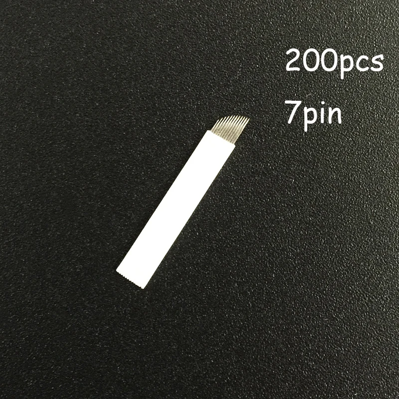 

200 Pcs 7 Flex Microblading Needles Permenent Makeup Pins 7 Tattoo Needle Lamina Agulhas Tebori Blade for Manual Eyebrow Pen