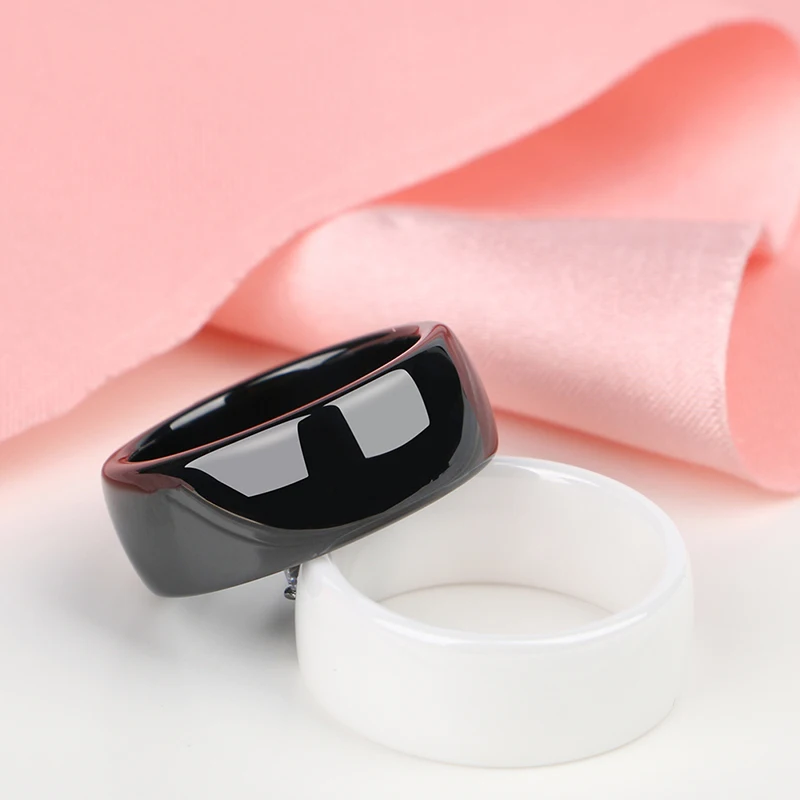 2019 Fashion 8mm Width Ceramic Rings for Women Men Comfortable Fit Square Crystal Women Wedding Jewelry Gift Rings Never Fade