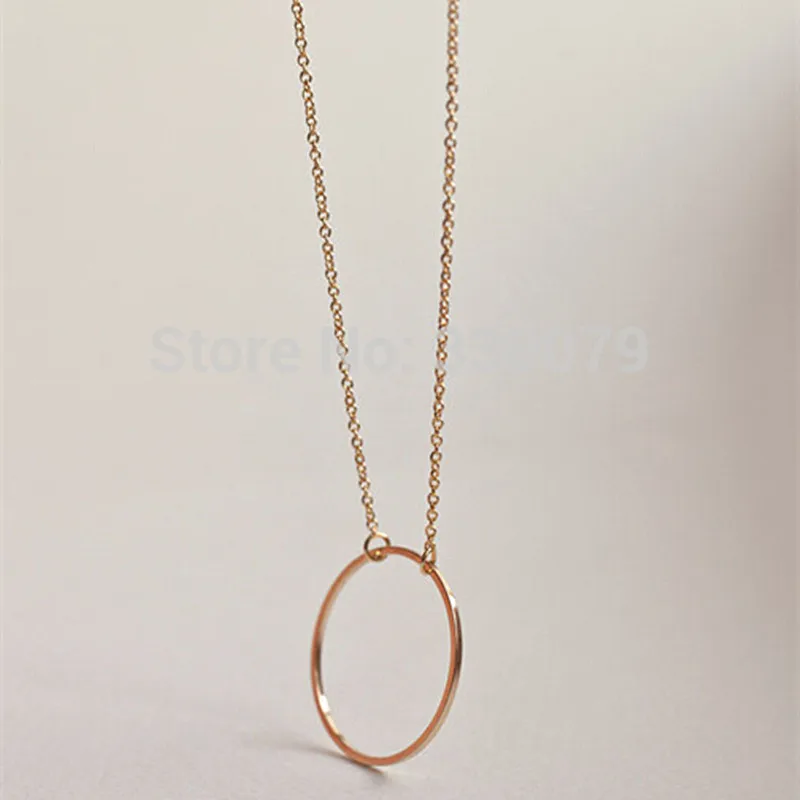 2024 Tredy New Minimalist Circle Pendants Necklaces for Women Eternity Collares Gold Color Chain Simple Design Neck  Jewelry