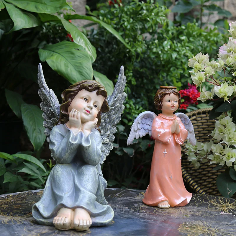 

Outdoor Gardening Resin Angel Sculpture Ornaments Courtyard Garden Figurines Crafts Villa Park Statue Furnishing Decoration Art