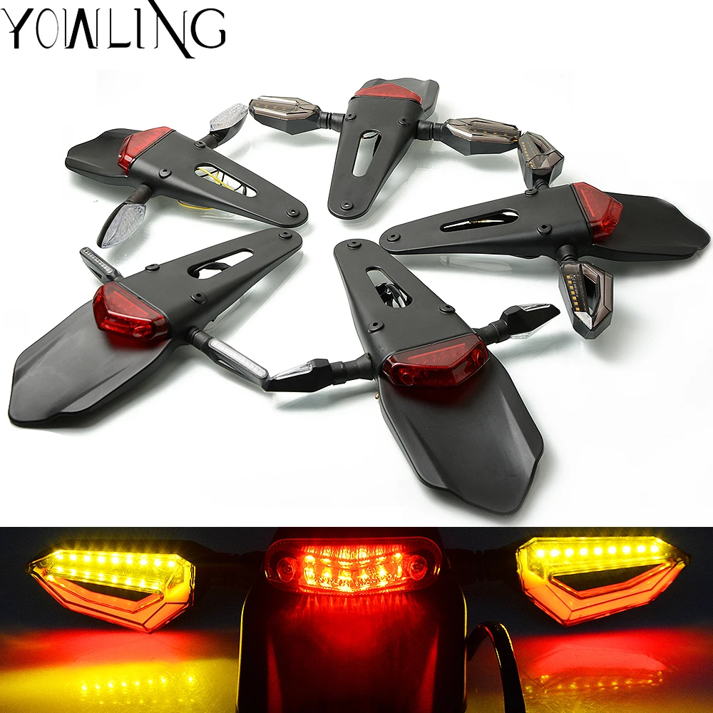 

Motorcycle Enduro Trial Bike Fender 12 LED Brake Stop Rear Tail Light Motorbike Taillights Scooter Moto LED Turn Signal Light