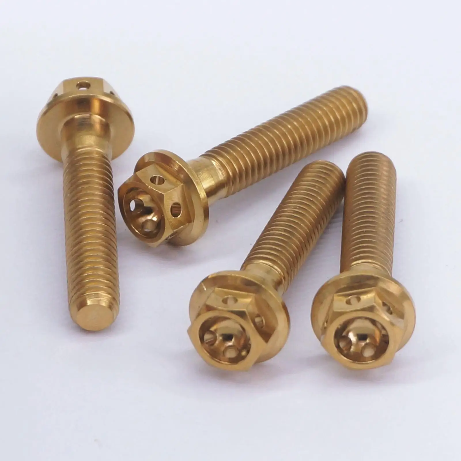 

LOT 4 M6x1x30mm Golden GR5 Titanium Motorcycle Flange Screw Bolts Hex Concave Head Hollow