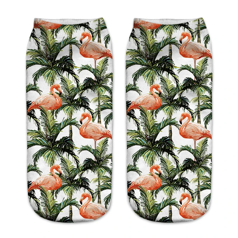 ZHBSLWT New 3D Printed Women Socks  Flamingos Women Unisex Cute Low Cut Ankle Socks Casual