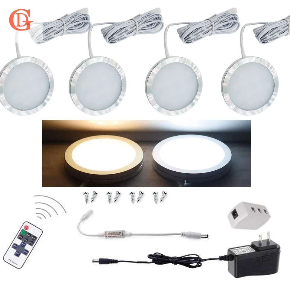 4pcs per set of Dimmable 12V 2.5W  LED Under Cabinet Lighting Wireless Remote Control LED Puck Light Counter LED Cabinet light