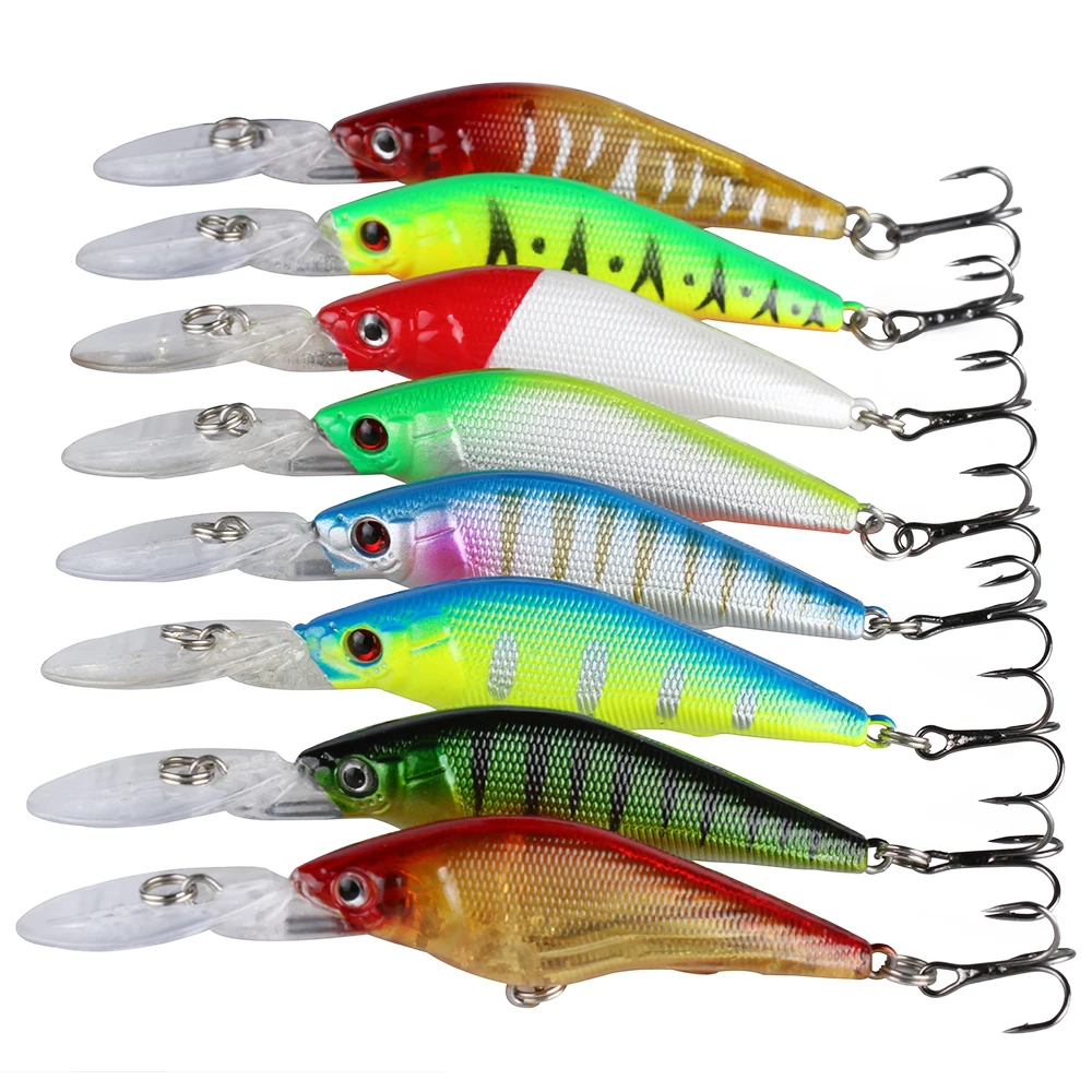 Goture 8 piece Hard Fishing Lure Minnow Wobbler Crankbaits With 3D Eyes 61mm 6.3g Carp Fishing Equipment