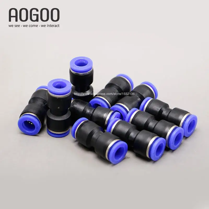 10pcs/lot PU-10 10mm To 10mm Tube Pneumatic One Touch Push In Pipe Fitting Joint Coupler