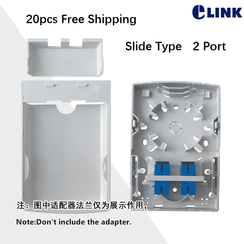 صندوق توزيع الألياف البصرية ، 20 قطعة ، 2 منفذ FTTH ، صندوق تقاطع من النوع SC ABS ، نوع السحب ، شحن مجاني