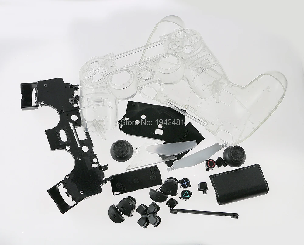 Controlador de juego inalámbrico de alta calidad, carcasa transparente + herramienta de botón para ps4 jds 001 011 jdm 001