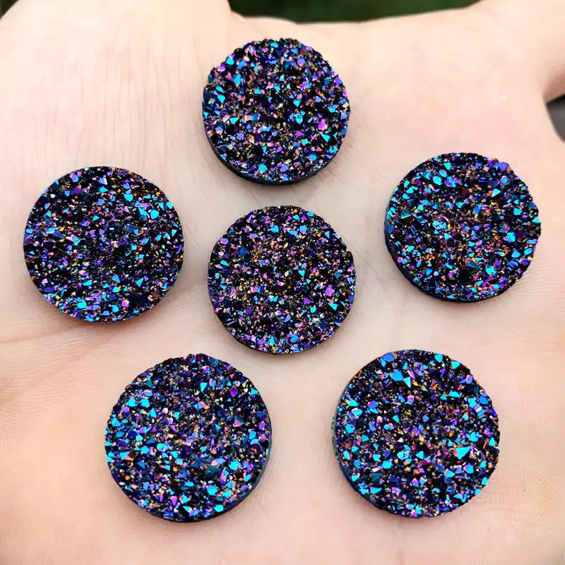 New Fashion 20mm 15pcs/Lot AB Colors Natural ore Style Flat back Resin Cabochons For Bracelet Earrings accessories -A58