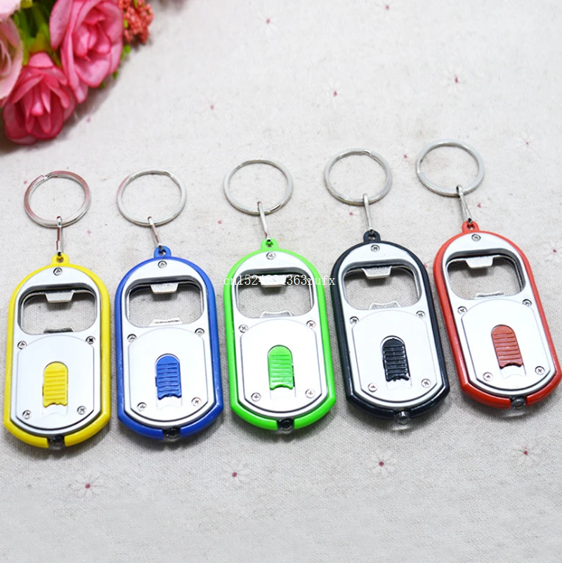 100 pcs 3-in-1 Beer Bottle Opener LED Light Lamp Camping Key Chain Wine Bottle Openers Multi-function Openers