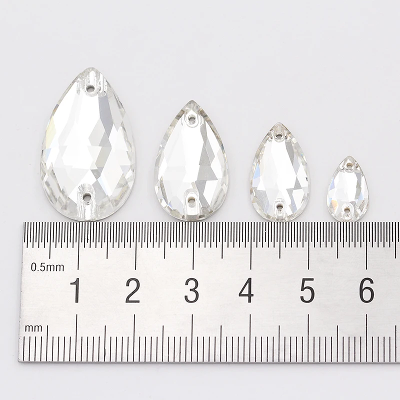 Astrobox Glass Crystal Decoration Flat Back Rhinestones Crystal Drop Shape Sew On Stone For Knitting Wedding Dress Garment