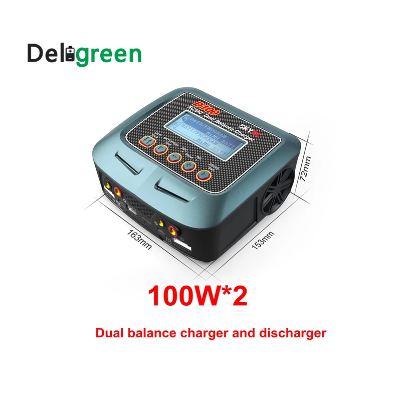 Skyrc D100 V2 Charger Twin-Channel 2x100WAC DC LiPo 1-6s  Dual with Bluetooth Balance Charger Discharger for Lipo Li ion Battery