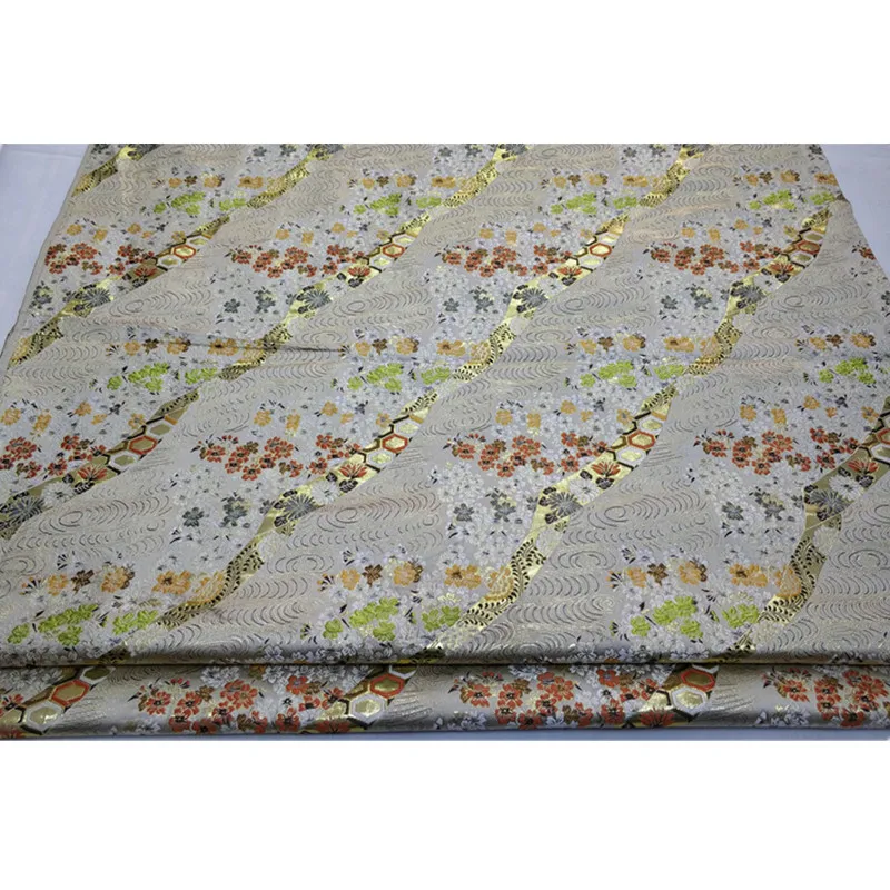 CF562 White Japanese Style Cherry Blossom Jacquard Nishijin Brocade Fabric Japanese Kimono Clothing Fabric DIY Sewing Materials