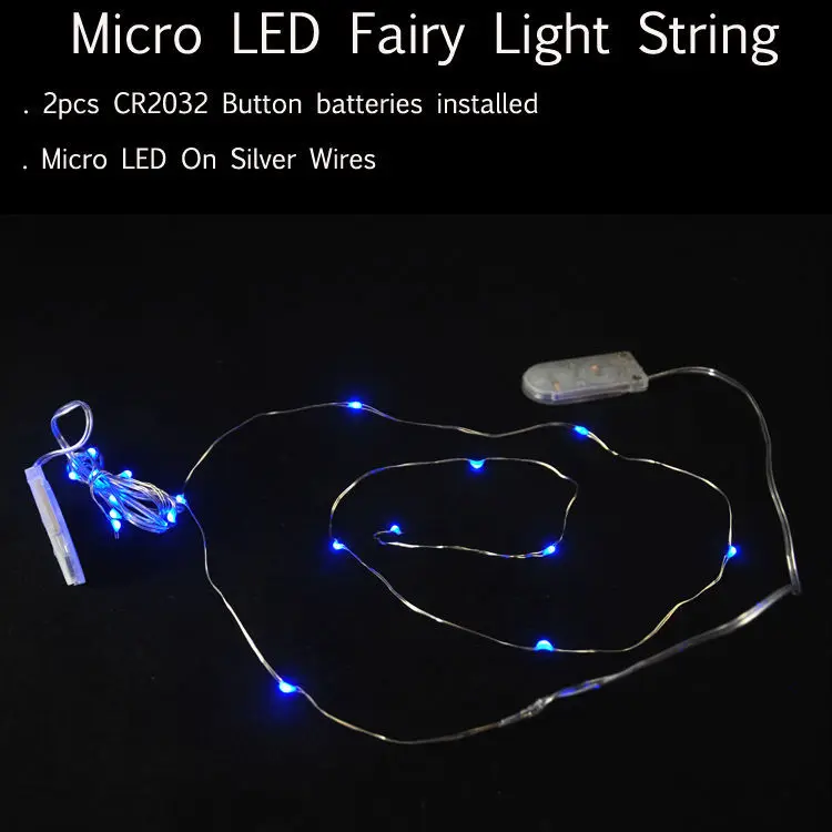 100pcs/lot CR2032 Button Battery Operated 2M 20LED Micro LED String Light,Waterproof Led Fairy Light Strip For Party Wedding