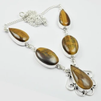 Tiger Eye   Necklace   Silver Overlay over Copper,  57.5 cm, N2378