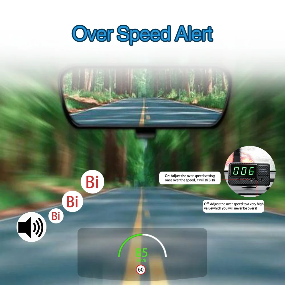 Universal Hud GPS Speedometer Head Up Display Car Speed Display With Over Speed Alarm MPH KM/H For All Vehicle A100 Upgrade