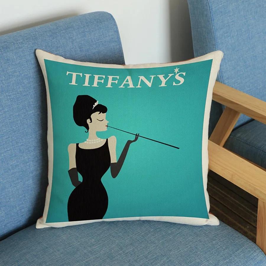 Audrey Hepburn Fashion Style High Quality Home Decoration Sofa Cushion Cover Poster Printed Throw Pillow Cover Cojines Almofada