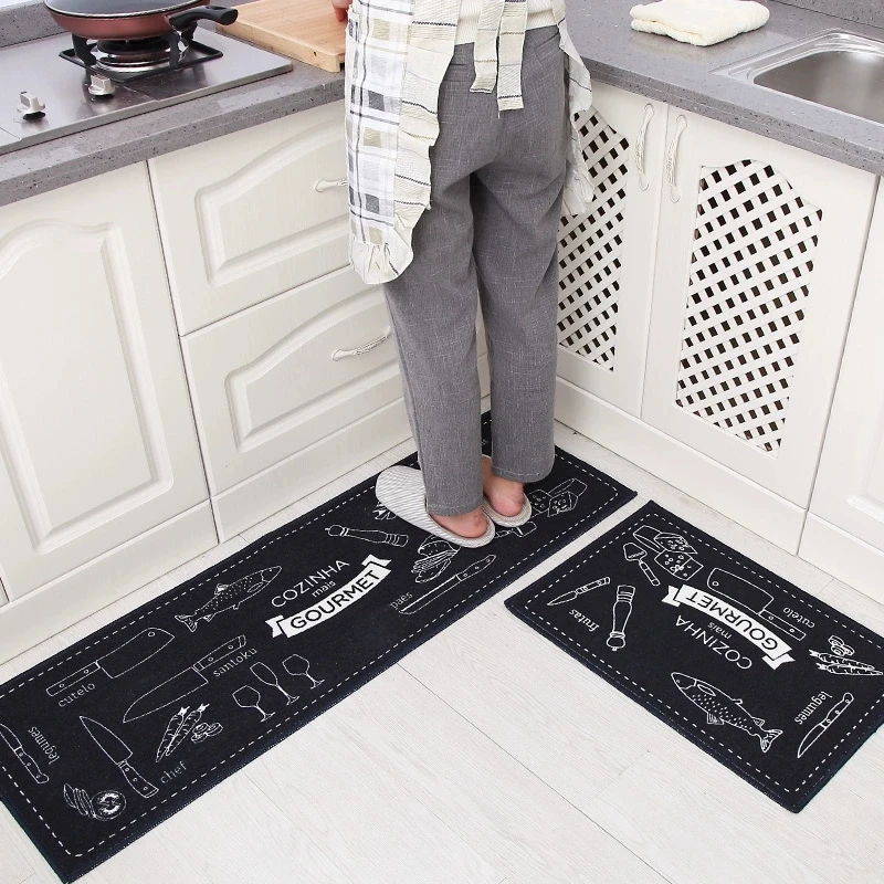 Kitchen Mat Carpets Set,Water and Oil Absorbent Cartoon Printed,Anti-skid Floor Rugs,Hallway Doormat,Long, 40x60 cm,40x120cm