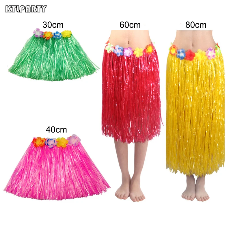 30/40/60/80cm Plastic Fibers girls Woman Hawaiian Hula Skirt Hula Grass costume Flower Skirt Hula dance dress Party Hawaii Beach