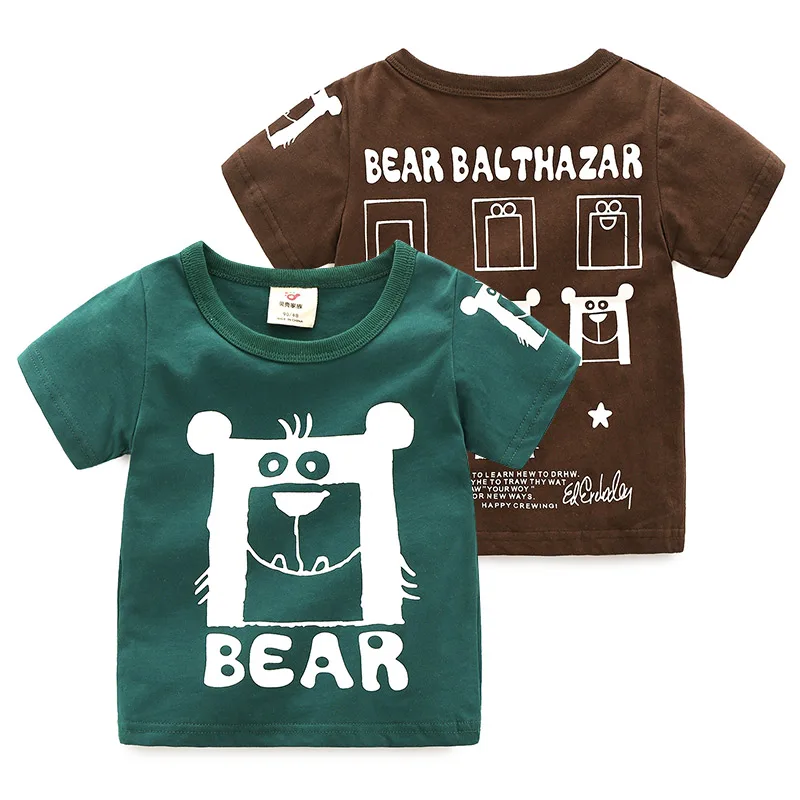 

2025 Summer Fashion New Design 2 3 4 6 8 Years Children'S Clothing Baby Cartoon Bear Cotton Short Sleeve T Shirts For Kids Boys