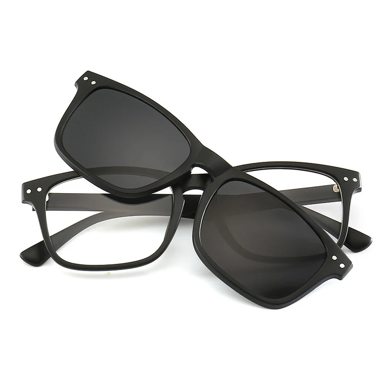 New Include Frame Polarized Clip On Sunglasses Men TR90 Custom prescription lenses Magnetic clips night glasses drive Magnet