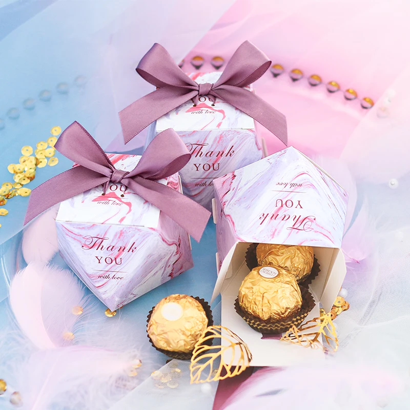 

5.5*5.5*6cm Kraft Paper Boxes With Ribbon Wedding Party Favors Candy Chocolate Gift Paper Boxes 100pcs\lot Free shipping