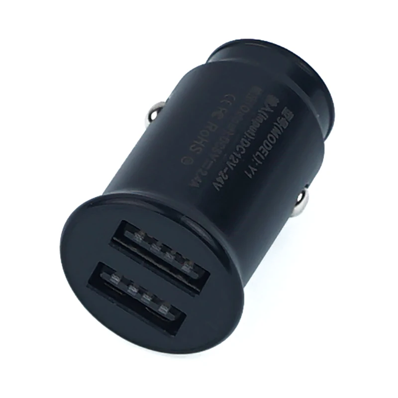 Caricabatteria da auto USB 2.4A a doppia porta da 2 pezzi per telefono cellulare