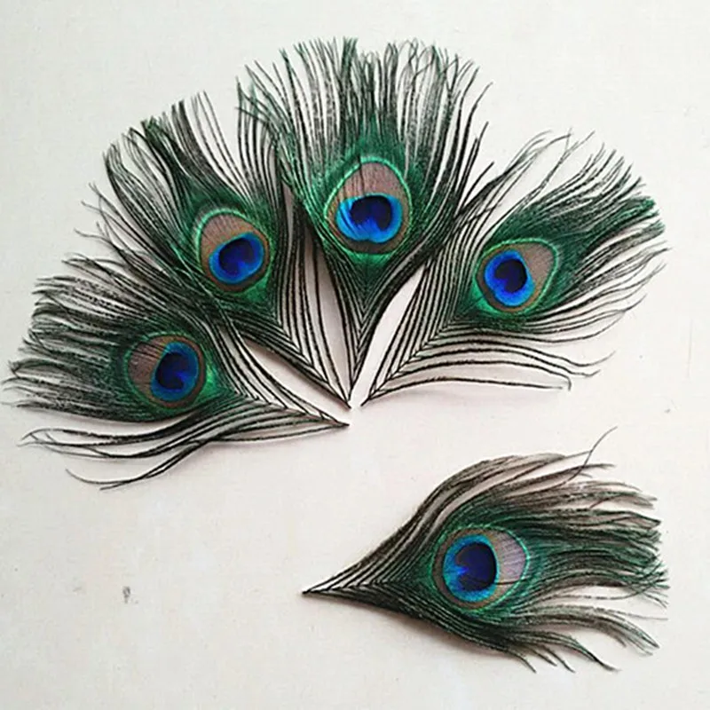 

2017 true peacock feather trimmed peacock eye sewing wedding christmas decorations 12-16cm 50 / bag